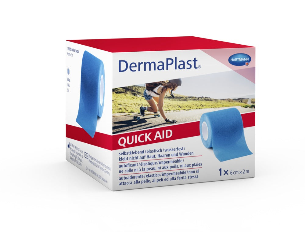 DermaPlast Wundverband – elastisch, wasserabweisend – blau – Schaumstoff – 60 × 2000 mm – 1 Rolle