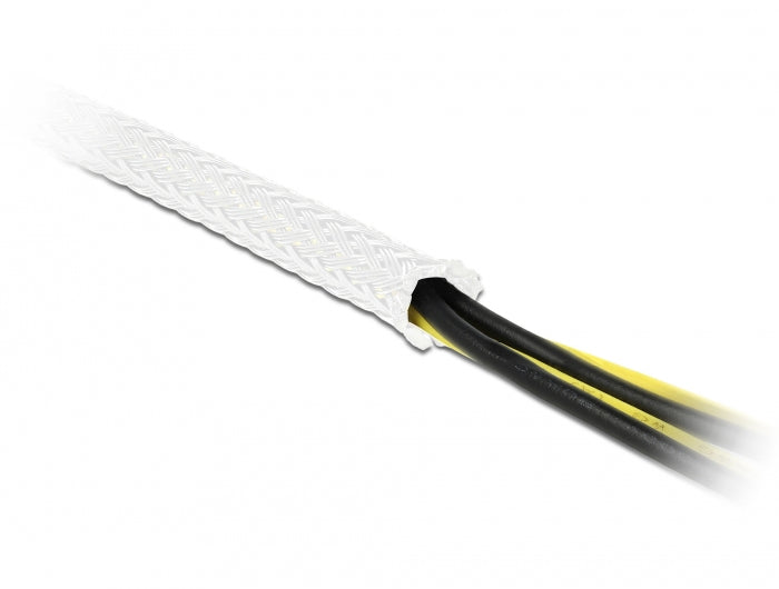 DeLOCK Kabelschlauch, Ø 14–30 mm × 5 m, Polyester, wiederverwendbar, −40–125 °C – Weiss