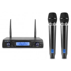 Vonyx WM62 – Bühnenmikrofon 2er-Set – XLR, 6,35 mm Klinke, Kabellos (UHF), 40–17'000 Hz