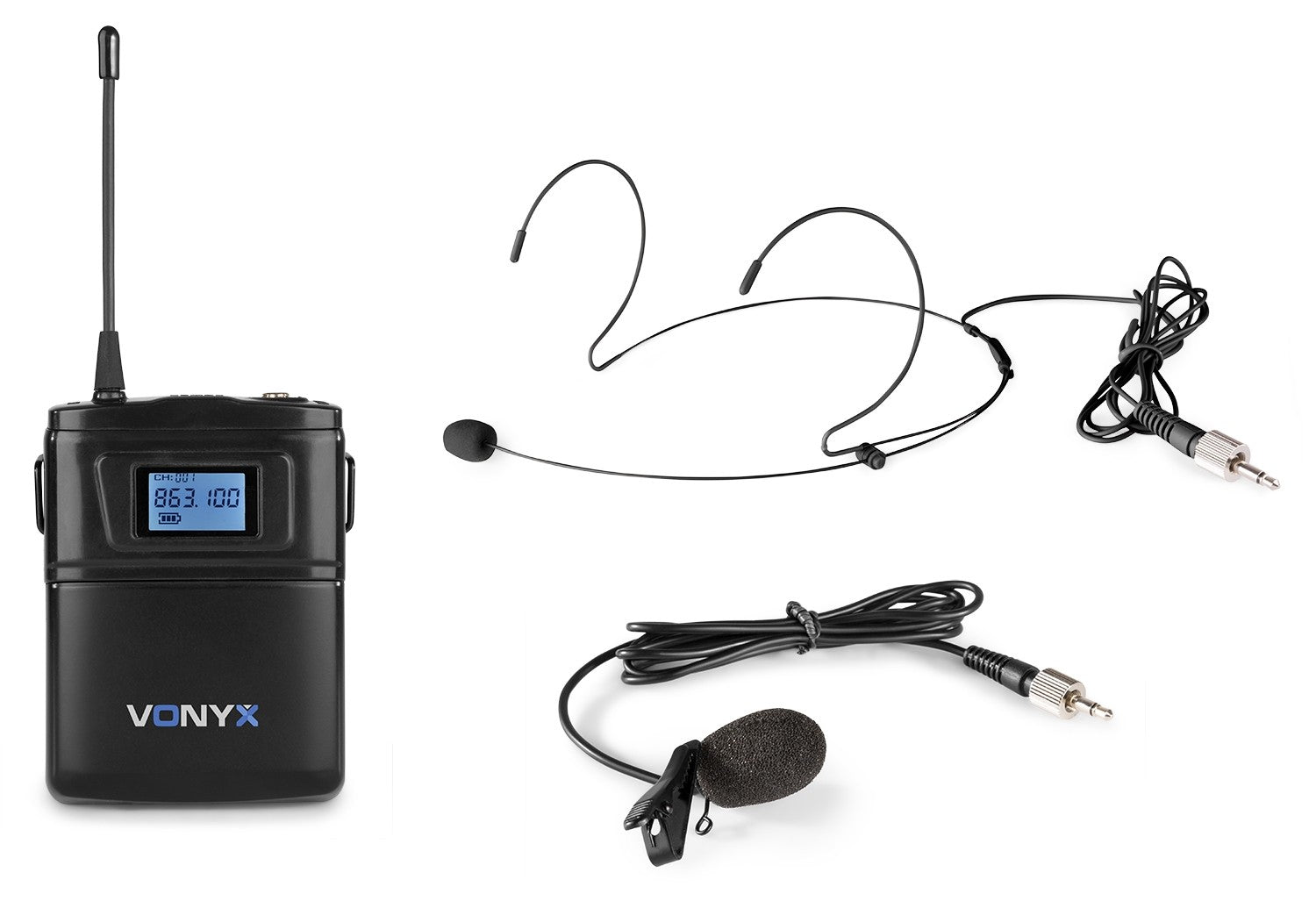 Vonyx WM5 WM60B Lavalier- / Headset-Mikrofon 2er-Set – 3,5-mm-Klinke, Kabellos (863–865 MHz), Niere, 40–17'000 Hz