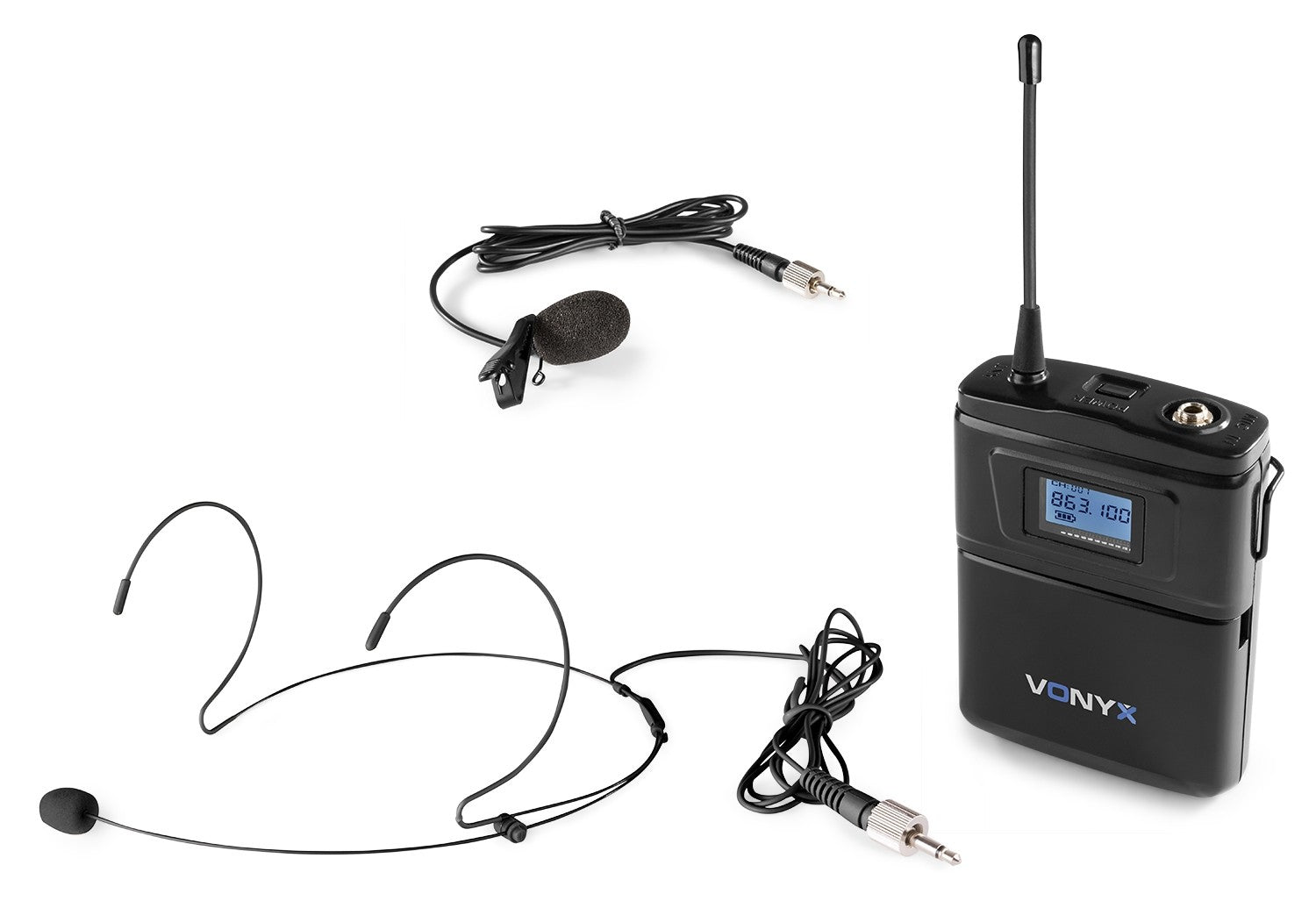 Vonyx WM5 WM60B Lavalier- / Headset-Mikrofon 2er-Set – 3,5-mm-Klinke, Kabellos (863–865 MHz), Niere, 40–17'000 Hz