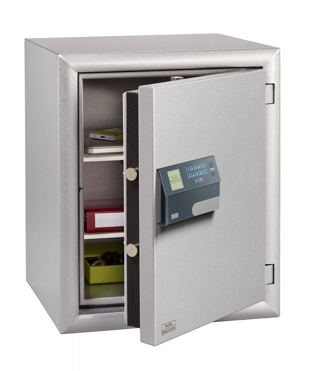 Burg-Wächter Tresor – mit Elektronikschloss (Code und Fingerprint), Metall, silbergrau, 500 × 462 × 470 mm