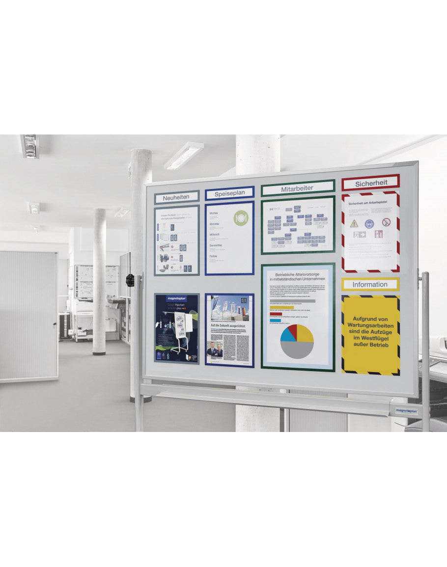Magnetoplan Whiteboard – 180 × 120 cm, lackierter Stahl, Alu-Rahmen, mobil, inkl. Stiftablage