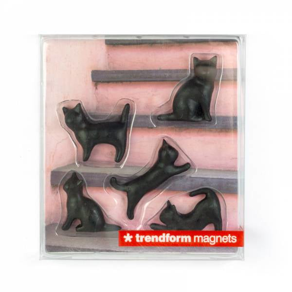 Trendform Meow Tafelmagnete – Ø 29 mm – 5 Stück, Schwarz, Kunstharz