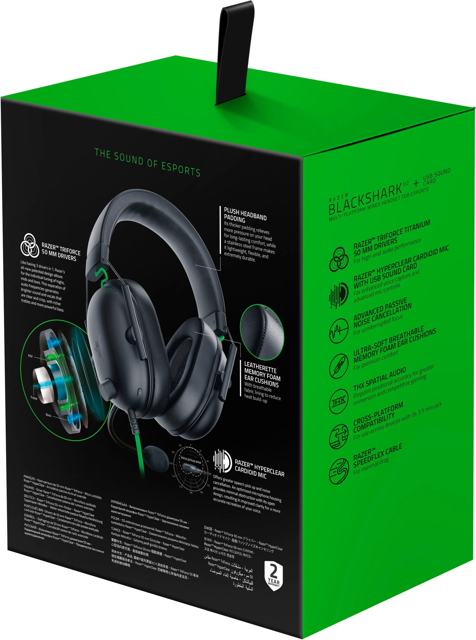 Razer BlackShark V2 X Gaming-Headset – Over-Ear, Stereo, Kabelgebunden, 3,5 mm Klinke, Schwarz/Grün