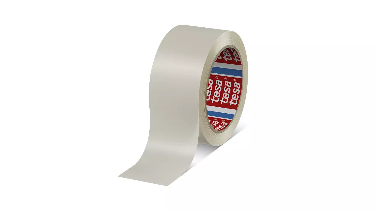 TESA 4124 – Verpackungsklebeband, PVC, weiss, geräuscharm, Naturkautschuk – 50 mm × 66 m – 1 Stück