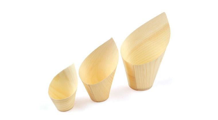 Sier Disposables Fingerfood-Schale, Holz (Kiefer) – 50 ml, Ø 3,2 cm, Hellbraun – FSC – 50 Stk.