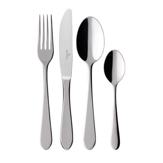 Villeroy & Boch Oscar Tafelbesteck Set – Edelstahl, Silber, spülmaschinenfest, 24 Stück