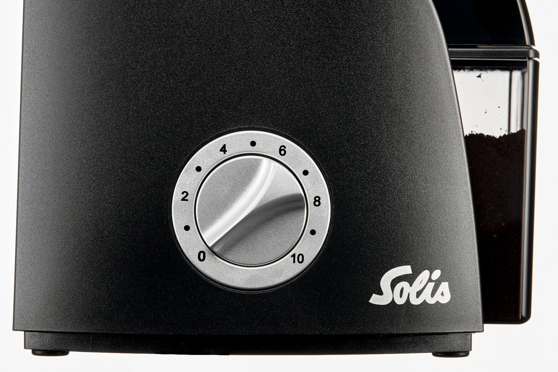 Solis Kaffeemühle 1662 – 300 g, Kegelmahlwerk, 135 W – Schwarz/Silber