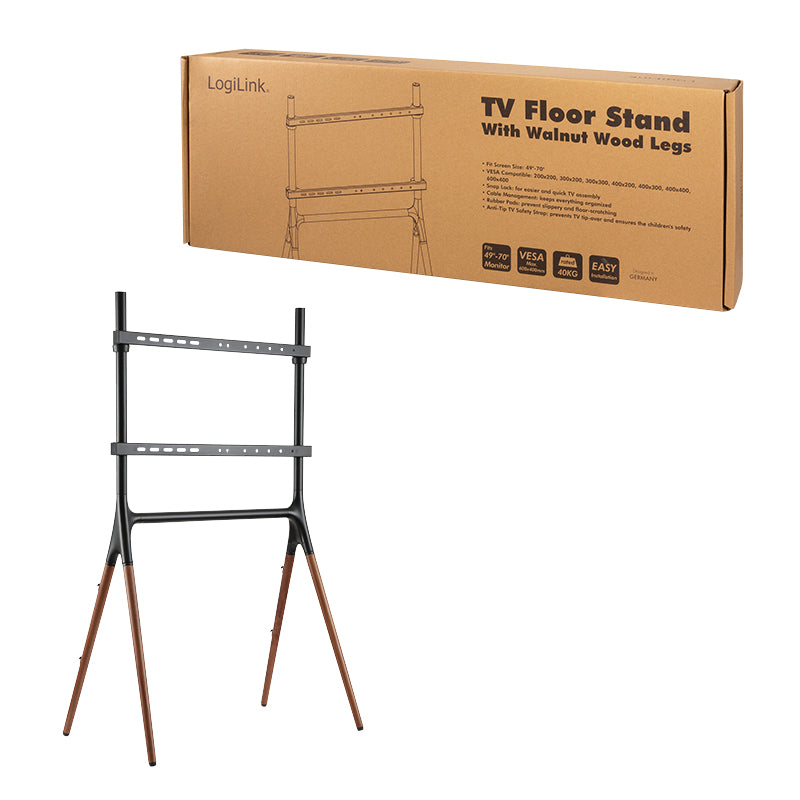 LogiLink Bodenständer – 49–70" – VESA 200×200–600×400 – bis 40 kg, mit Kabelmanagement – BP0078