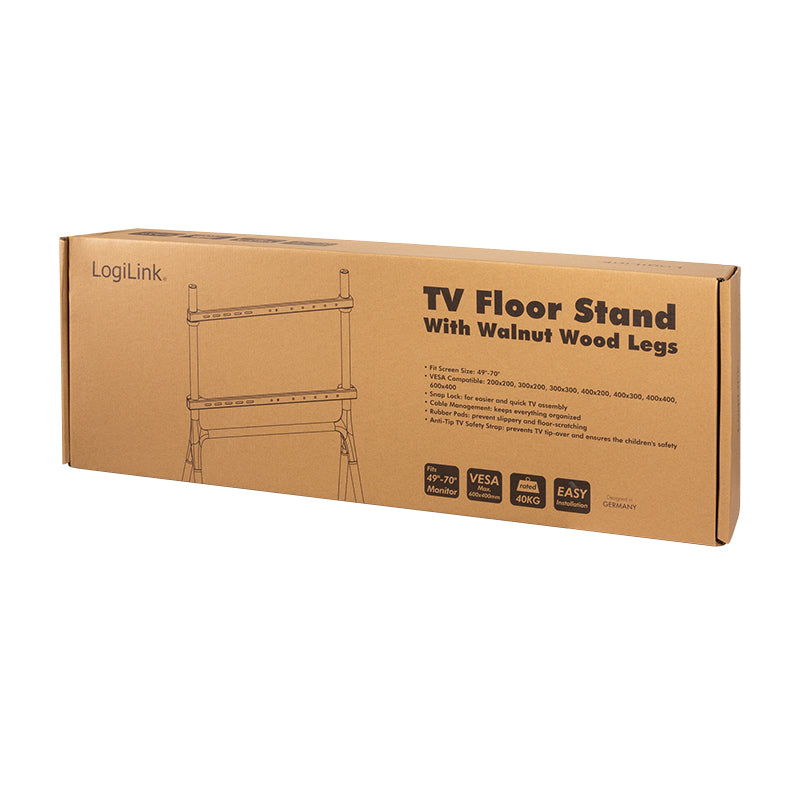 LogiLink Bodenständer – 49–70" – VESA 200×200–600×400 – bis 40 kg, mit Kabelmanagement – BP0078