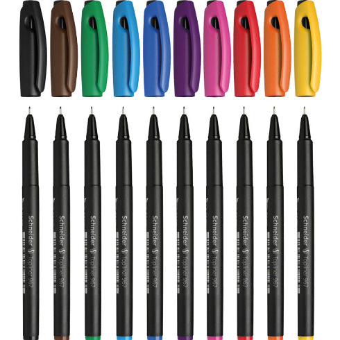 Schneider Schreibgeräte Schneider Topliner 967 Fineliner Set – 10 Stk., 0,4 mm, assortiert, Cap-Off
