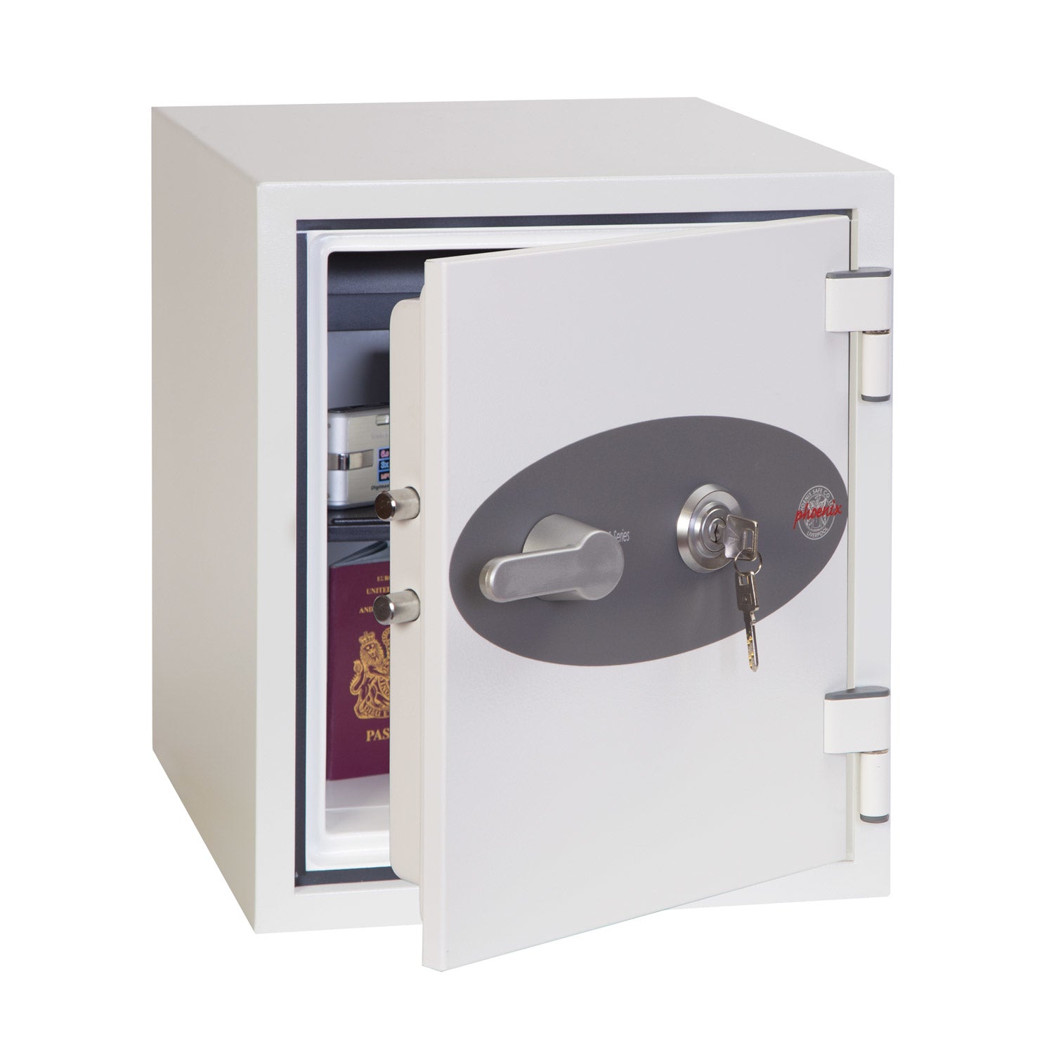 Phoenix Safe Co. Phoenix Tresor TITAN FS1282K – Schlüsselschloss – 25 l – 60 Minuten Feuerschutz – Bodenmontage – Weiss