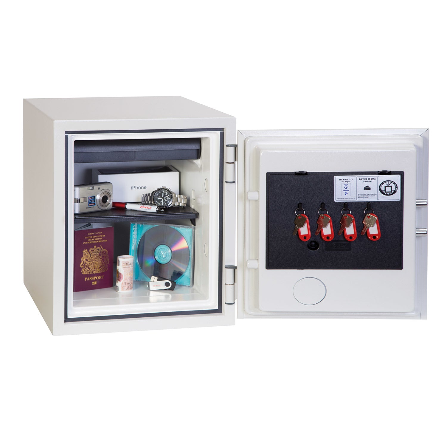 Phoenix Safe Co. Phoenix Tresor TITAN FS1282K – Schlüsselschloss – 25 l – 60 Minuten Feuerschutz – Bodenmontage – Weiss