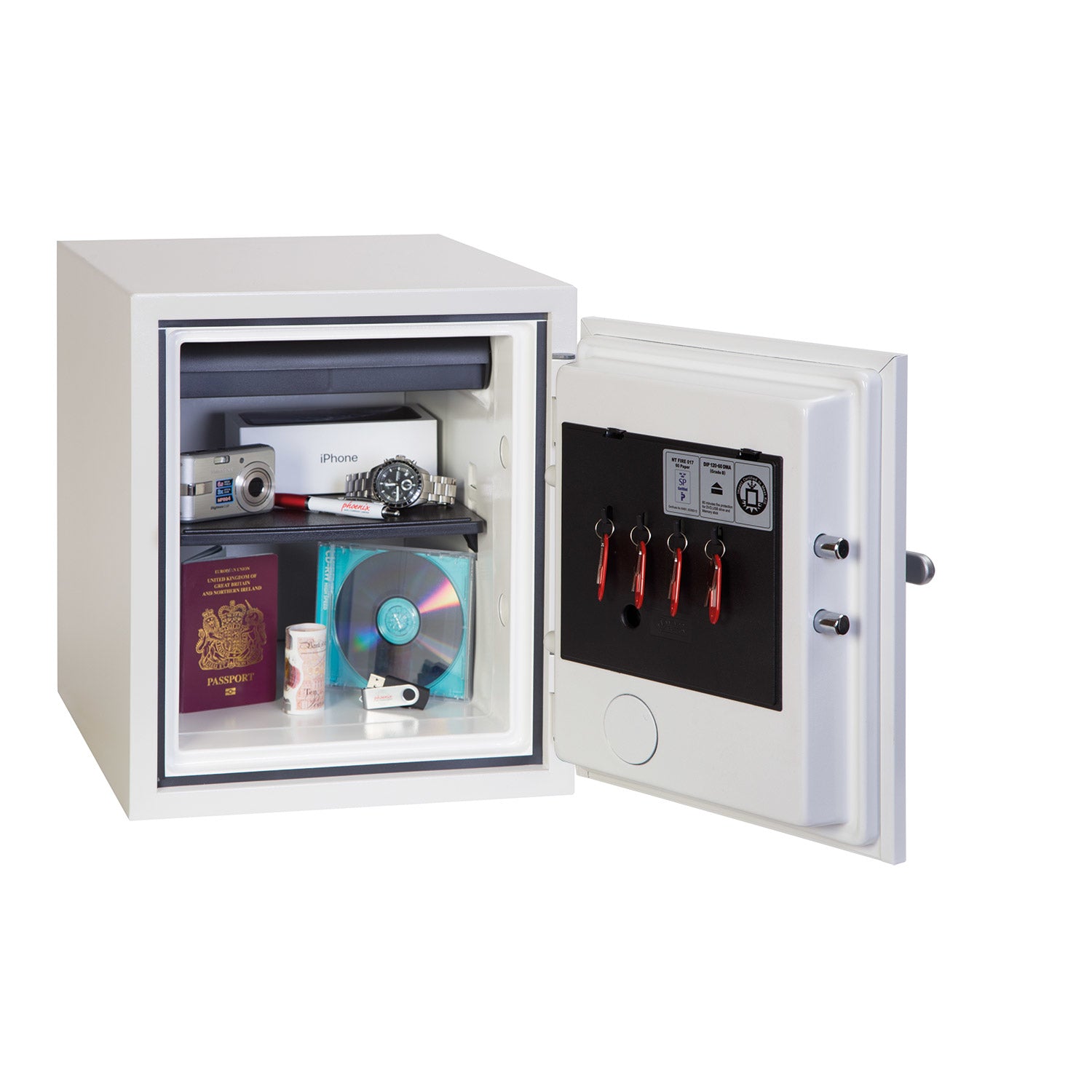 Phoenix Safe Co. Phoenix Tresor TITAN FS1282K – Schlüsselschloss – 25 l – 60 Minuten Feuerschutz – Bodenmontage – Weiss