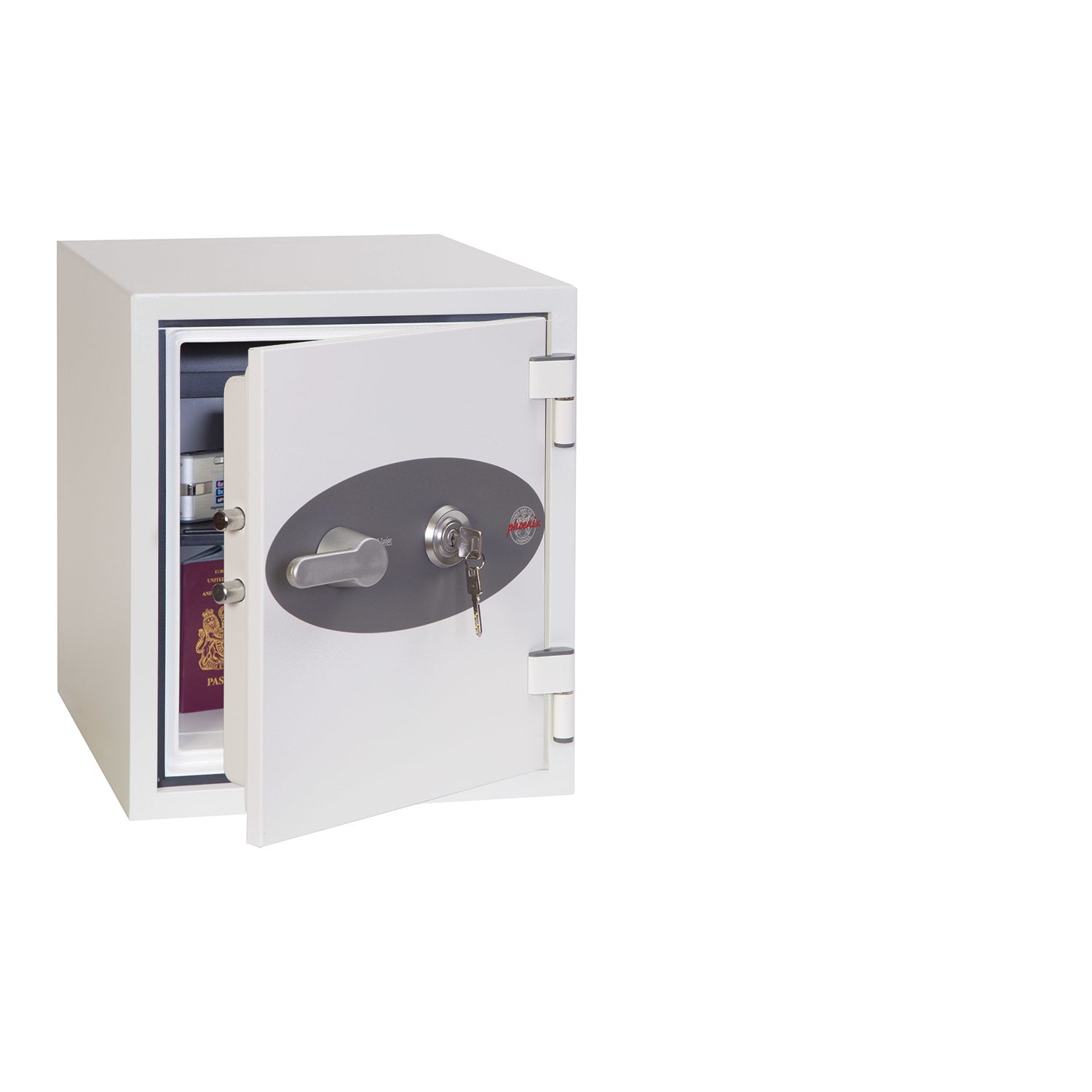 Phoenix Safe Co. Phoenix Tresor TITAN FS1282K – Schlüsselschloss – 25 l – 60 Minuten Feuerschutz – Bodenmontage – Weiss