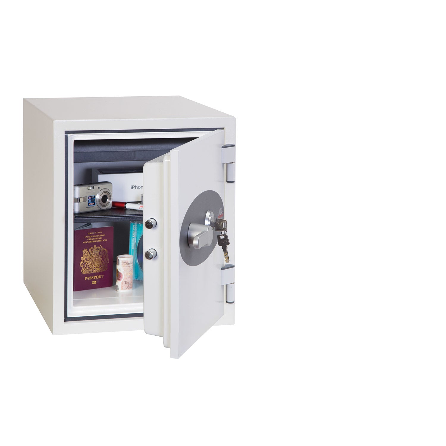 Phoenix Safe Co. Phoenix Tresor TITAN FS1282K – Schlüsselschloss – 25 l – 60 Minuten Feuerschutz – Bodenmontage – Weiss