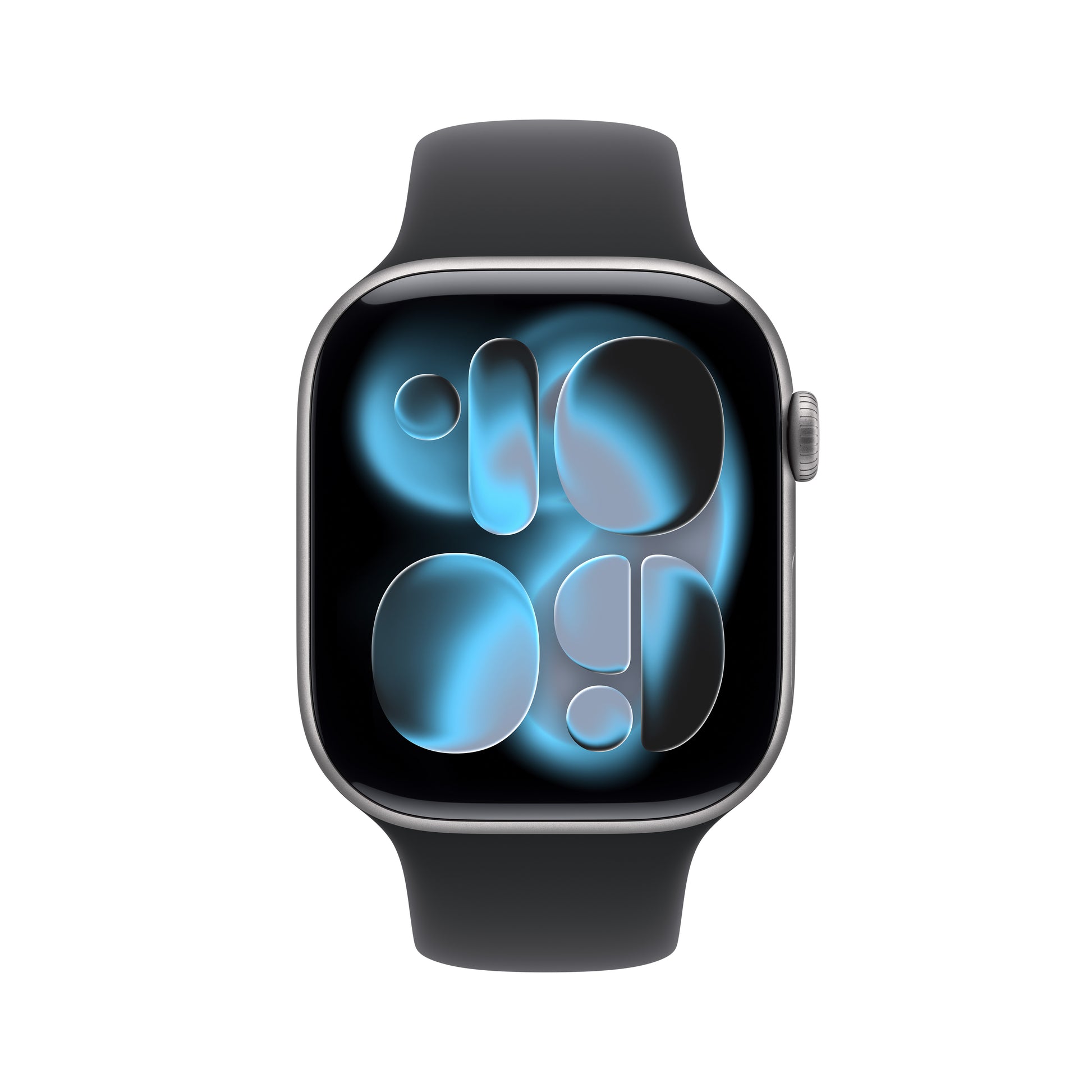 Apple Watch Series 11 46 mm GPS – Aluminium Grau, Sportarmband, Schwarz, S/M, 50 m, für iPhone