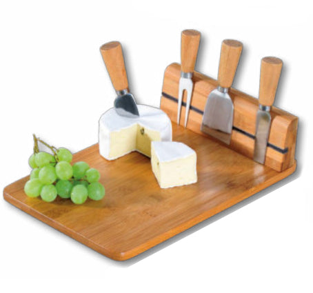 Kesper Schneidebrett 30 × 20 × 8 cm, Bambus, mit Käsehobel