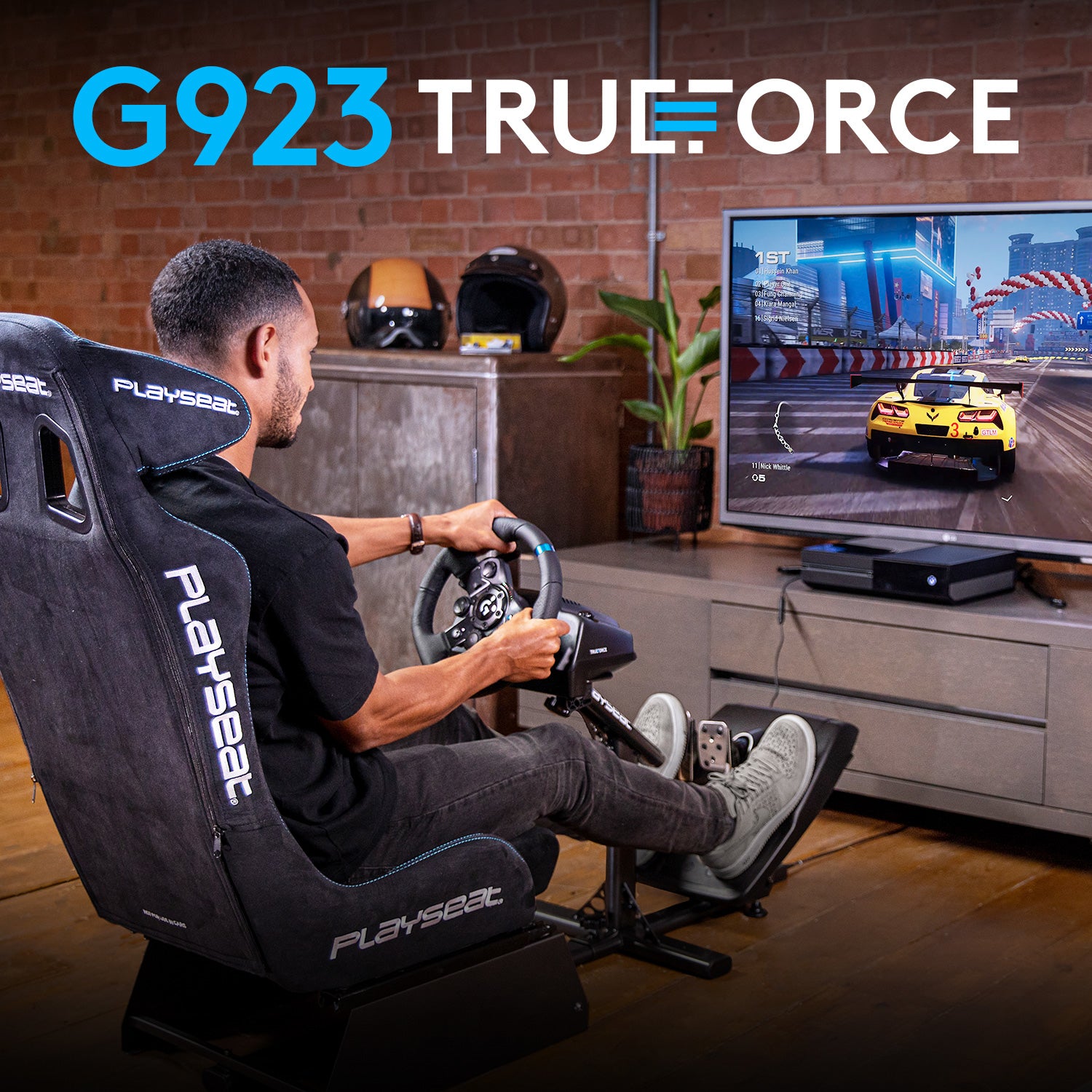 Logitech G G923 – Joystick – USB (kabelgebunden), 900° Drehwinkel, Kraft-Rückmeldung, schwarz, für PC & Xbox