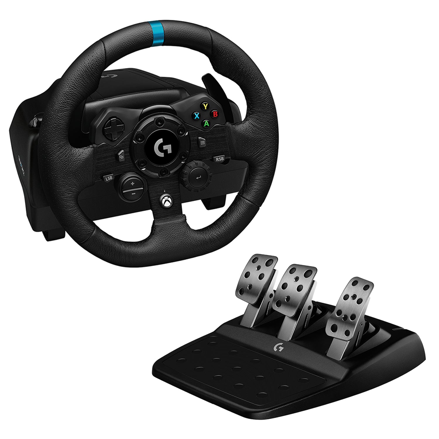 Logitech G G923 – Lenkrad & Pedale – 900° & Force-Feedback – USB (kabelgebunden) – Schwarz – für PC & Xbox