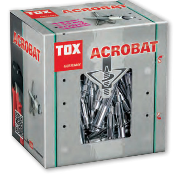 TOX Acrobat Hohlraumdübel – Ø 8 × 68 mm, Metall, Grau, 25 Stk.