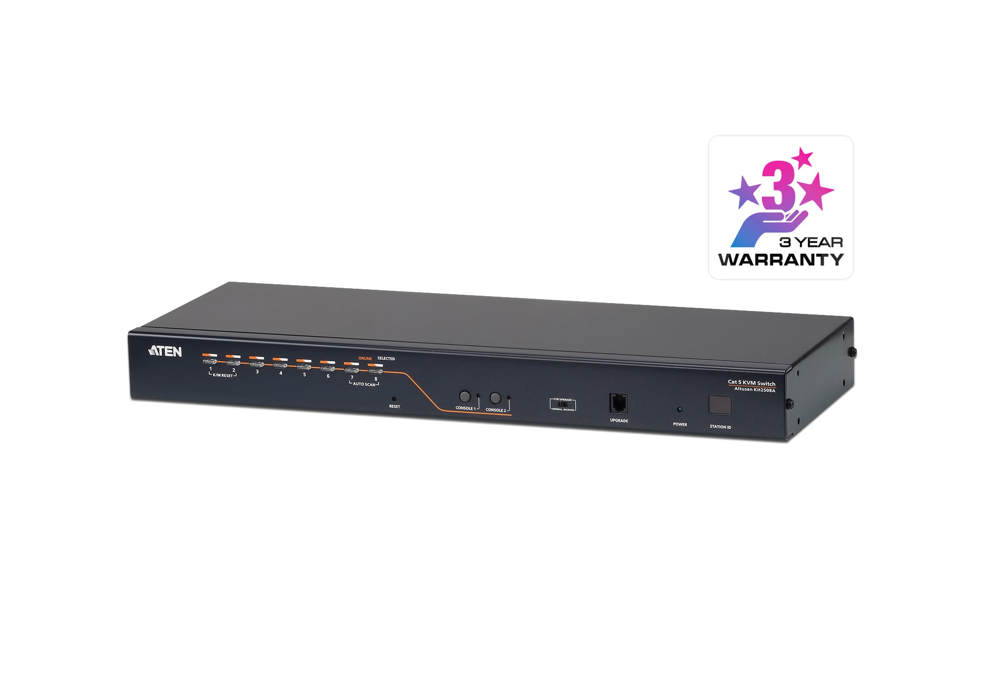 ATEN KH2508A – KVM-Switch, VGA/USB 2.0/RJ-45, 1600 × 1200, Rackeinbau, OSD