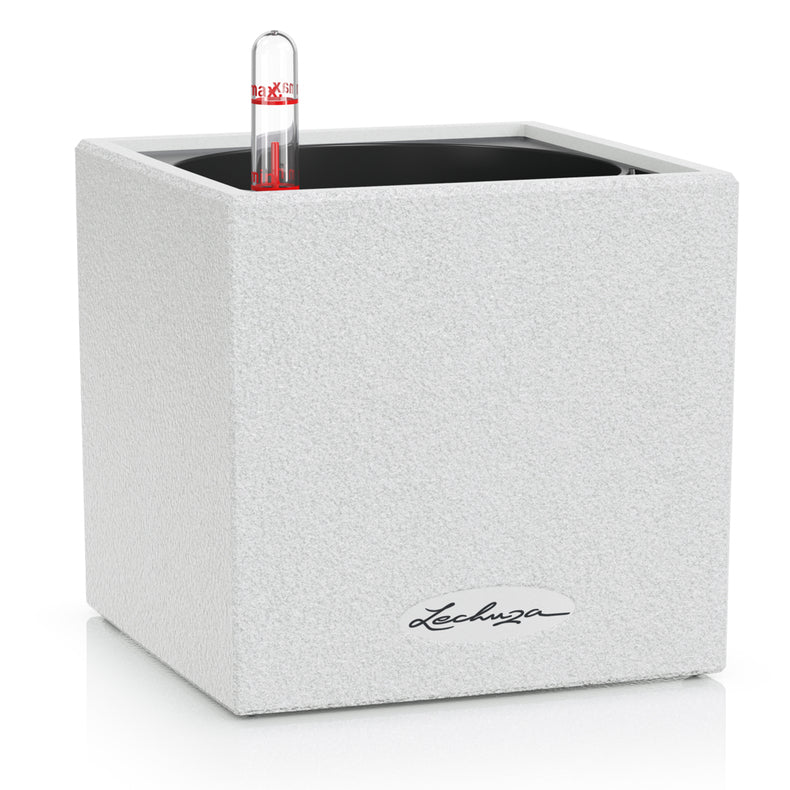 LECHUZA Topfpflanzer – 14 × 14 × 13,5 cm, automatische Bewässerung – Kunststoff, Weiss