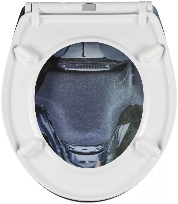 Diaqua Nice Racing – WC-Sitz – Duroplast, grau, schwarz, mit Absenkautomatik, 37,5 × 46 cm
