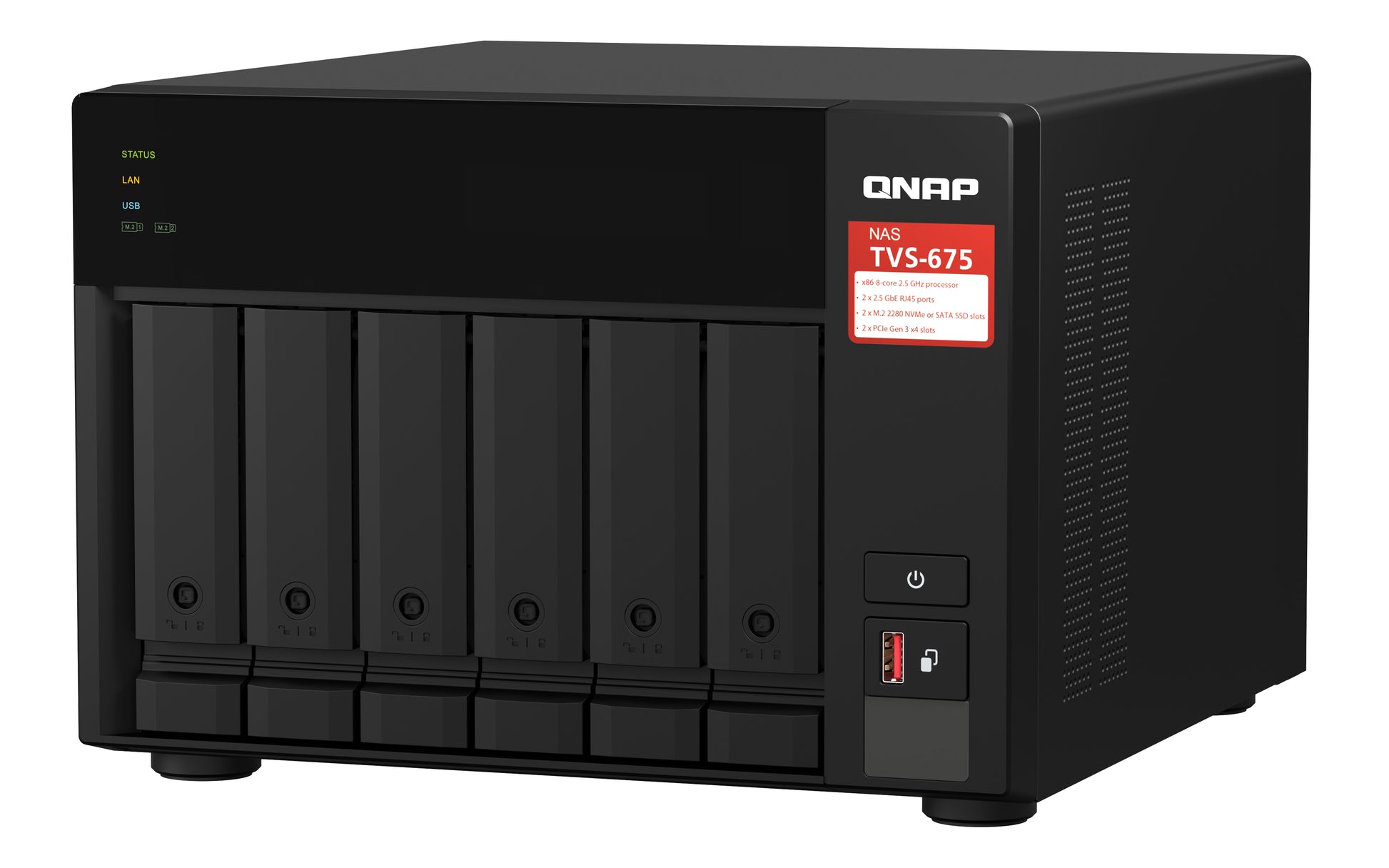 QNAP TVS-675-8G – 6-Bay Tower NAS – ZhaoXin KX-U6580, 8 GB RAM, 2,5GbE, QuTS hero