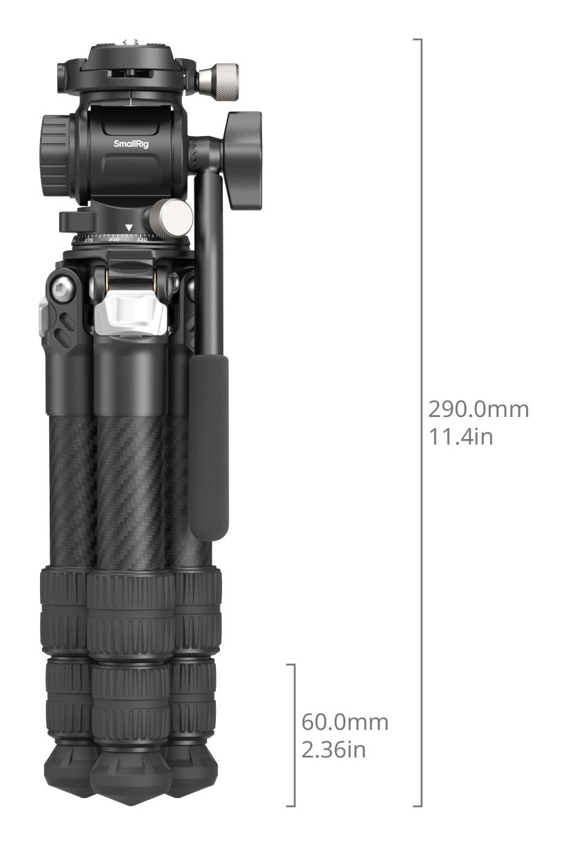 SmallRig 5025 Tischstativ – Karbonfaser, bis 43,2 cm – 10 kg Traglast – 1/4", 3/8"