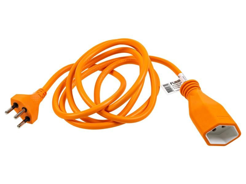 Furber. Verlängerungskabel, T12–T13, 1,8 m, 1 mm², mit Kinderschutz, angespritzt – Orange