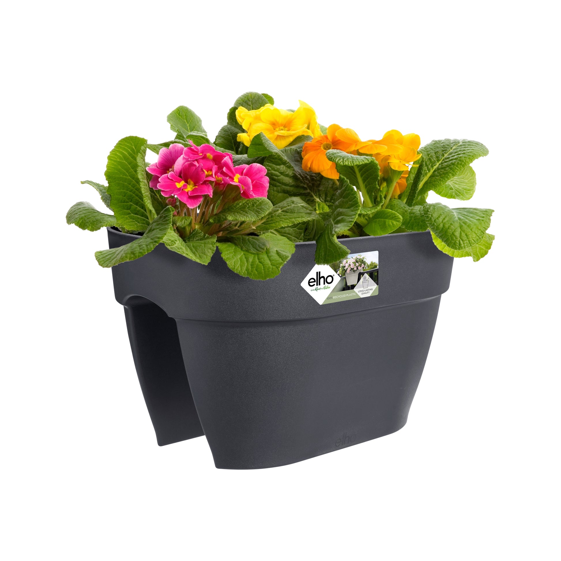 elho Campana Flower Bridge 40 Pflanzkübel – 10 l – 40 × 22 × 26 cm – Recycling-Kunststoff, Schwarz