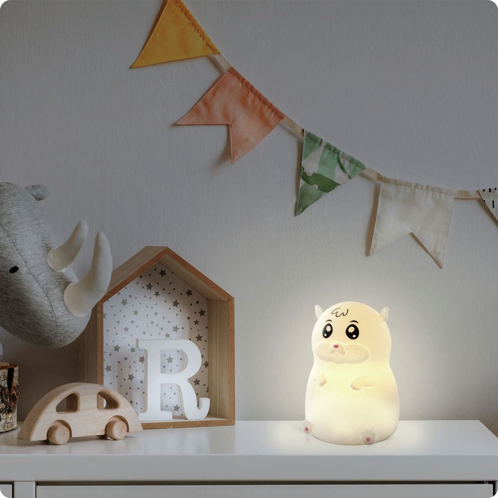 Ansmann Nachtlicht Hamster – 10 lm, mehrfarbig, Akku 4 h, IP20 – Weiss