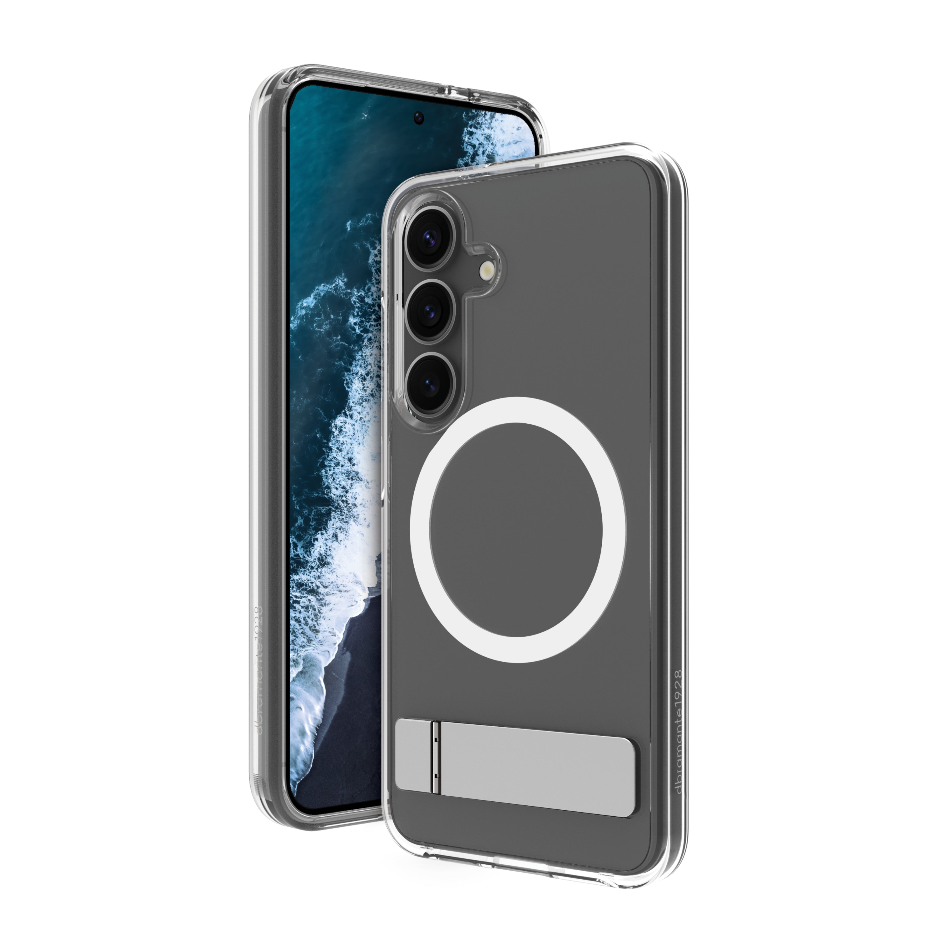 dbramante1928 Iceland Pro Qi2 Kick – Rückcover – für Samsung Galaxy S25, Transparent, bis 3 m Sturzsicher