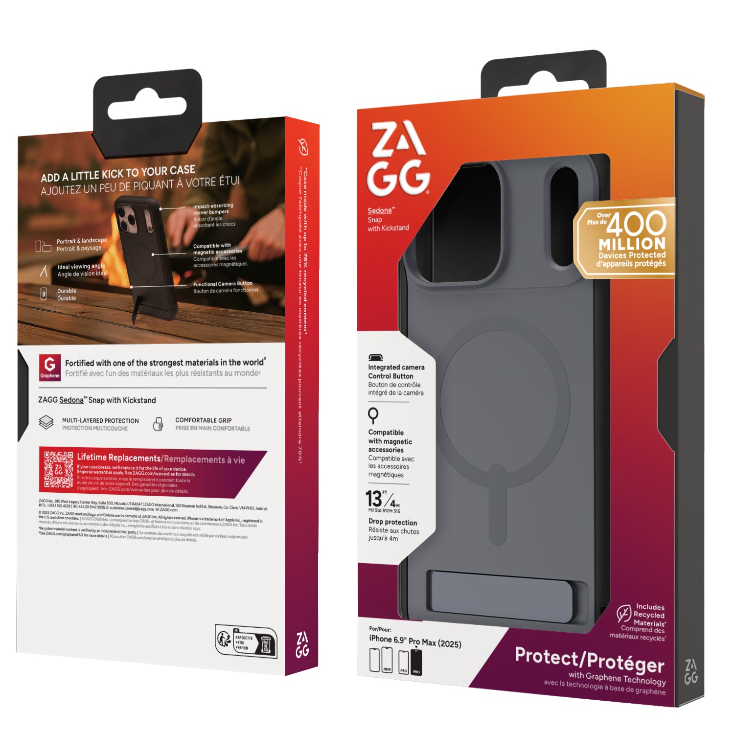 ZAGG Sedona Snap Backcover – für Apple iPhone 17 – MagSafe, mit Ständer, Graphen, bis 4 m Sturzsicher