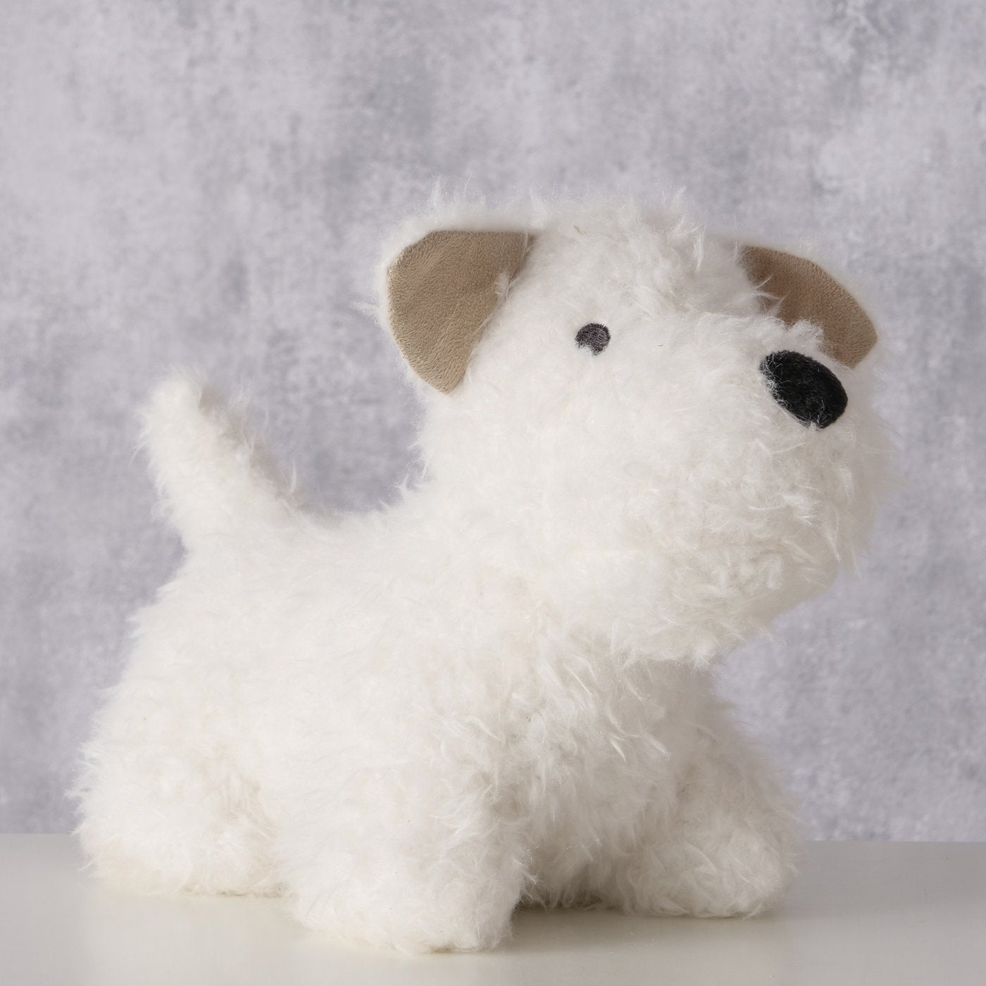 Boltze Türstopper 13 × 27 × 17 cm, Plüsch/Polyester/Sand, Weiss, freistehend