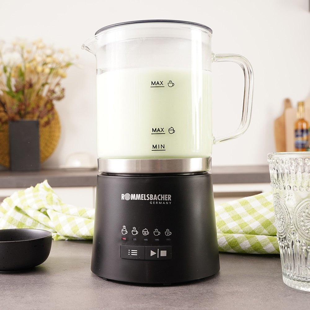 Rommelsbacher Milchaufschäumer MS 625 – 500 ml, 600 W, Heiss & Kalt – Schwarz/Edelstahl
