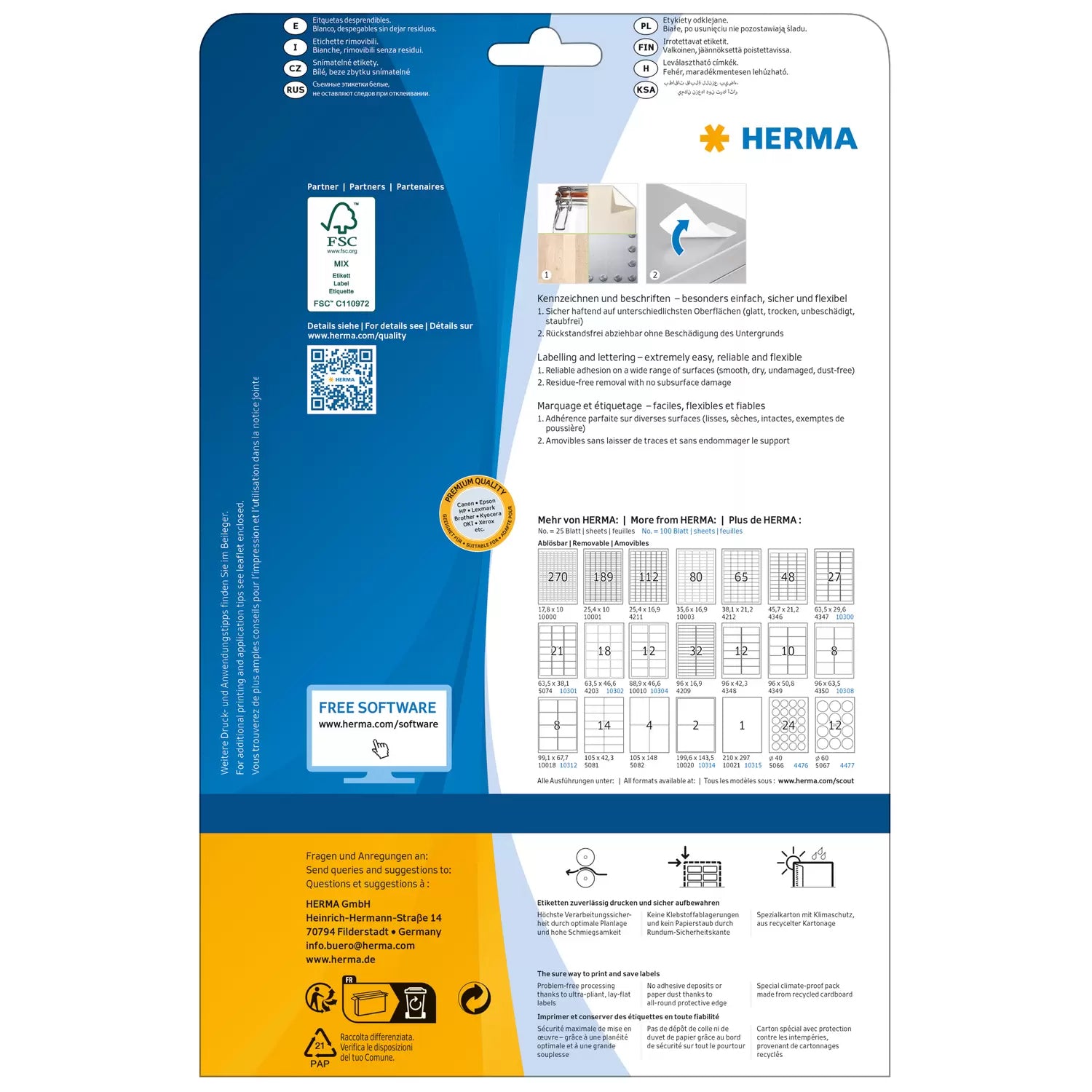 HERMA Druckeretiketten, Ø 10 mm, weiss, Papier, ablösbar, 25 Blatt