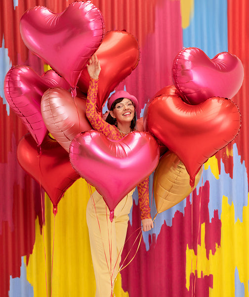 PartyDeco Folienballon Herz – rosa – 61 × 53 cm – 1 Stk