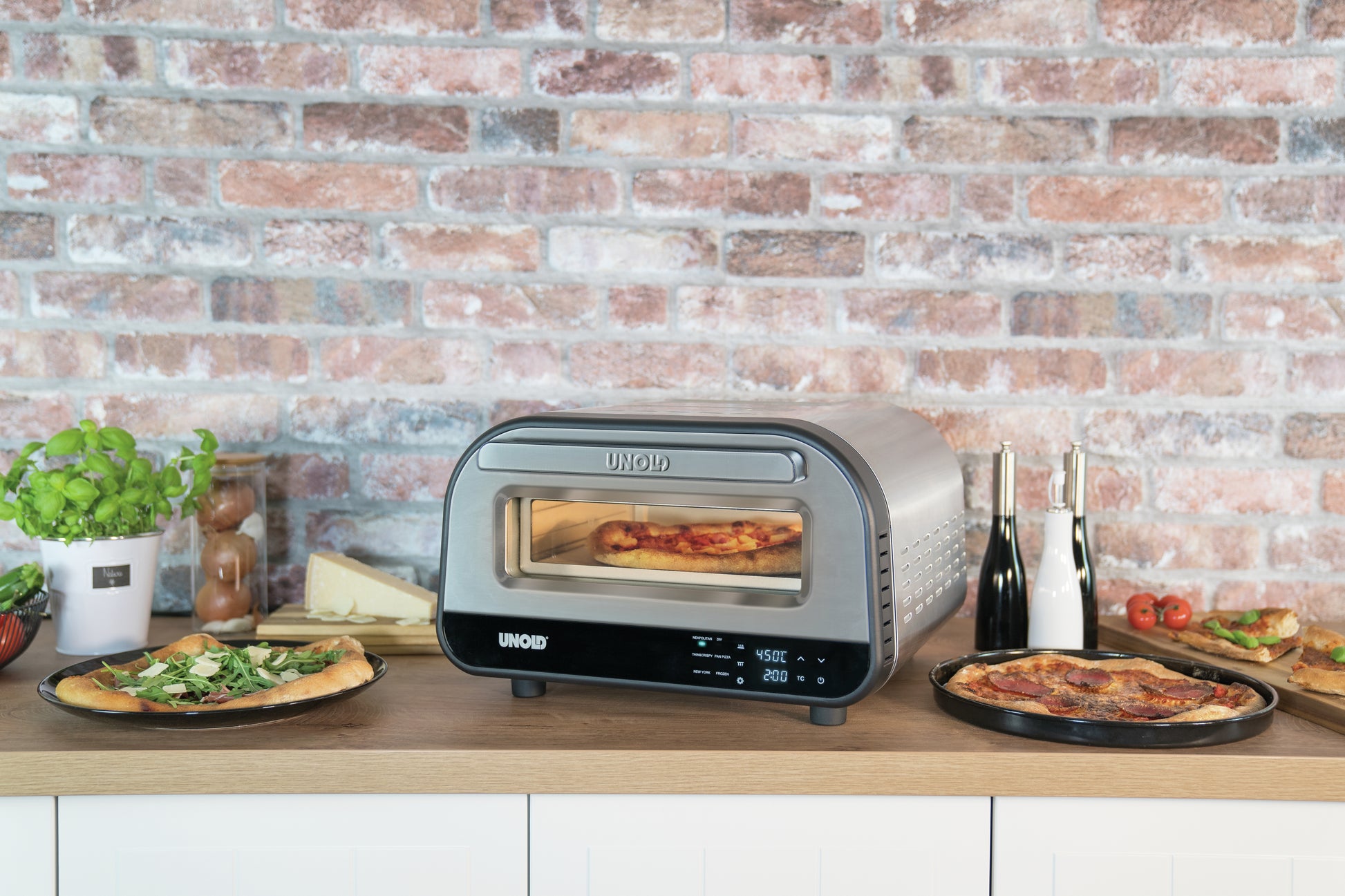 Unold Pizzaofen Luigi 68816 – 1 Pizza, Ø 30 cm, 1700 W – silber/edelstahl