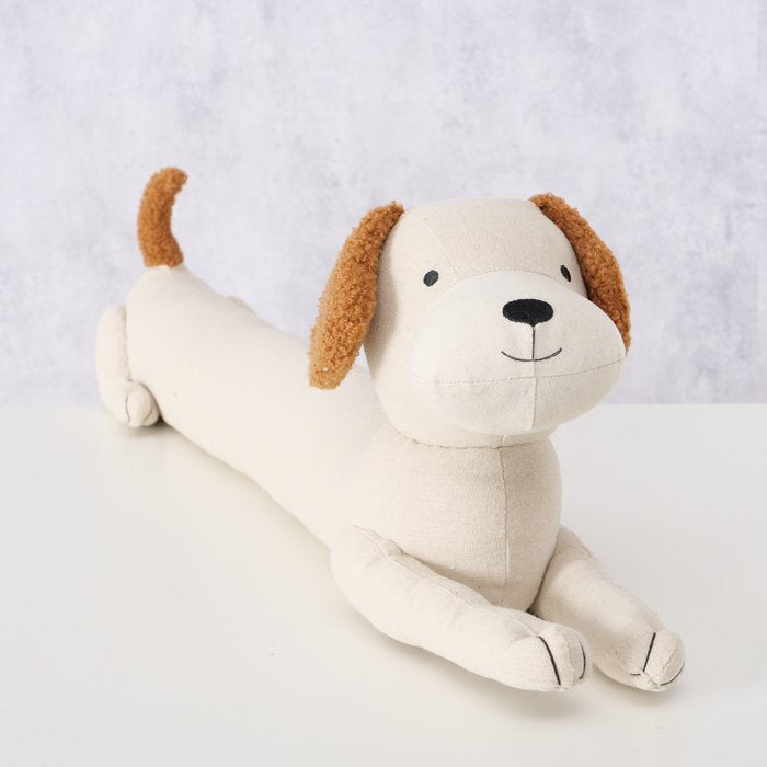 Boltze Türstopper Bello – Hund 76,5 × 15 × 20 cm, Polyester, Sand, Baumwolle, Braun/Beige, für Türen