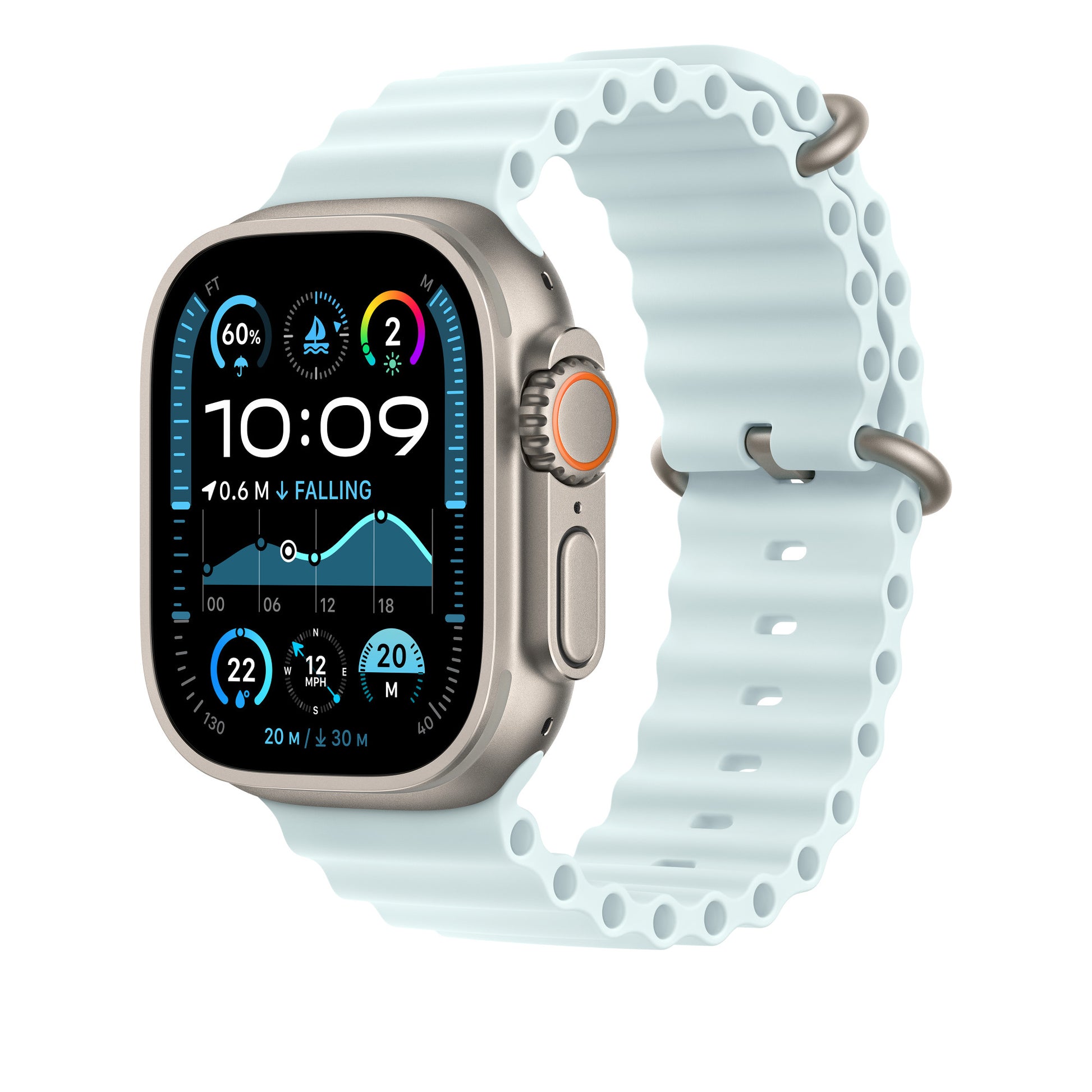 Apple IceBlue OceanBand – Armband – für Apple Watch 49 mm, Grau, Elastomer (TPR)