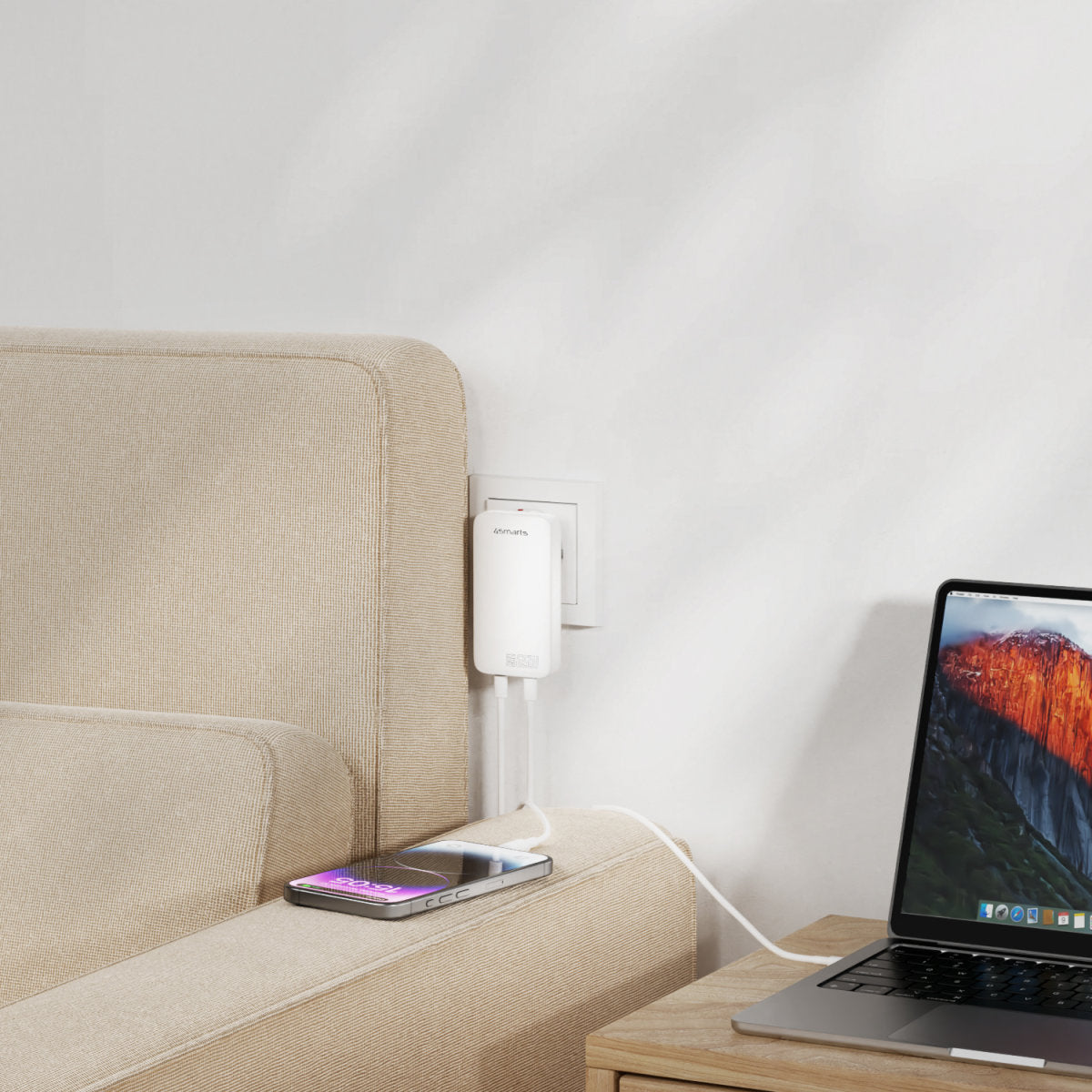 4smarts FlatPlug Slim Dual Ladegerät – 65 W, 2× USB-C, GaN – für Nintendo Switch, Laptop, Smartphone