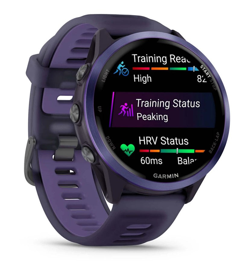 Garmin Forerunner 570 47 mm GPS – Aluminium, Sportarmband Lila, 50 m, für Android und iOS