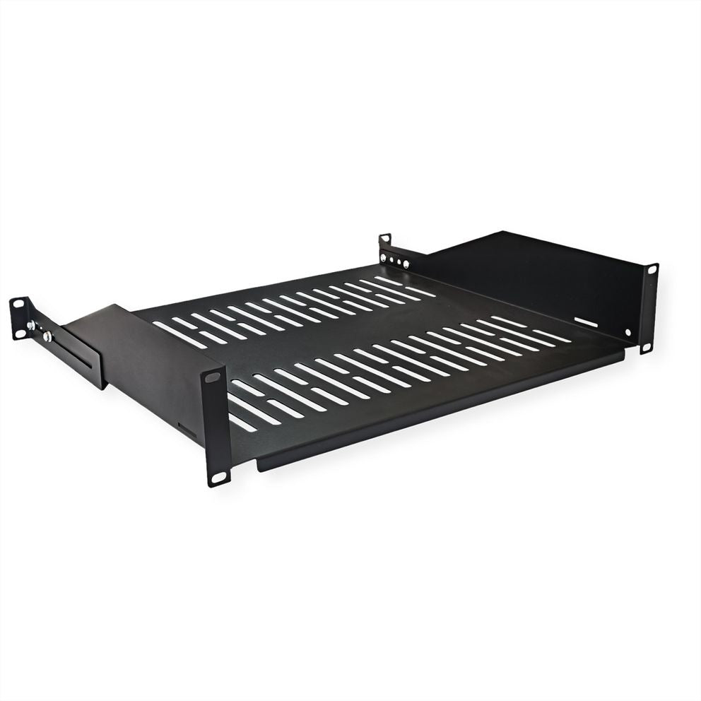 VALUE Rack-Regalboden 19", 26.99.0407 – 2U – 485 × 400 × 88 mm – 25 kg – schwarz – 1 Stk.