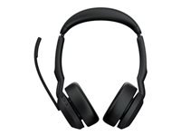 Jabra Evolve2 55 Office-Headset – On-Ear, Stereo, BT, ANC, MS Teams zertifiziert, mit USB-C-Dongle, Schwarz
