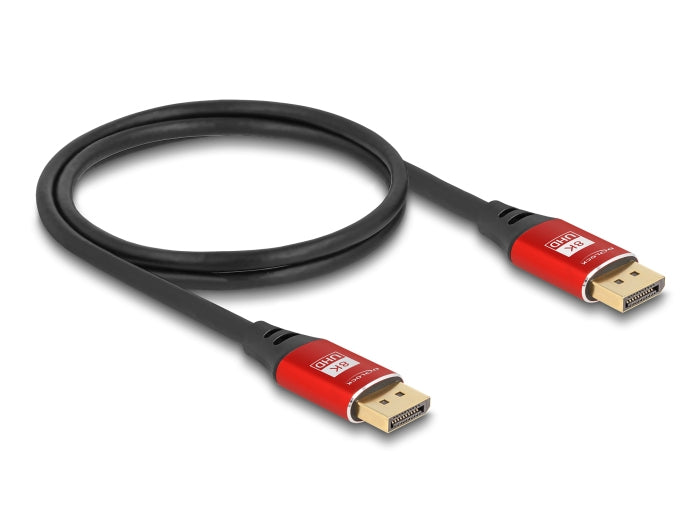 DeLOCK DisplayPort Kabel DP 1.4 8K 60 Hz – 5 m – Schwarz/Rot