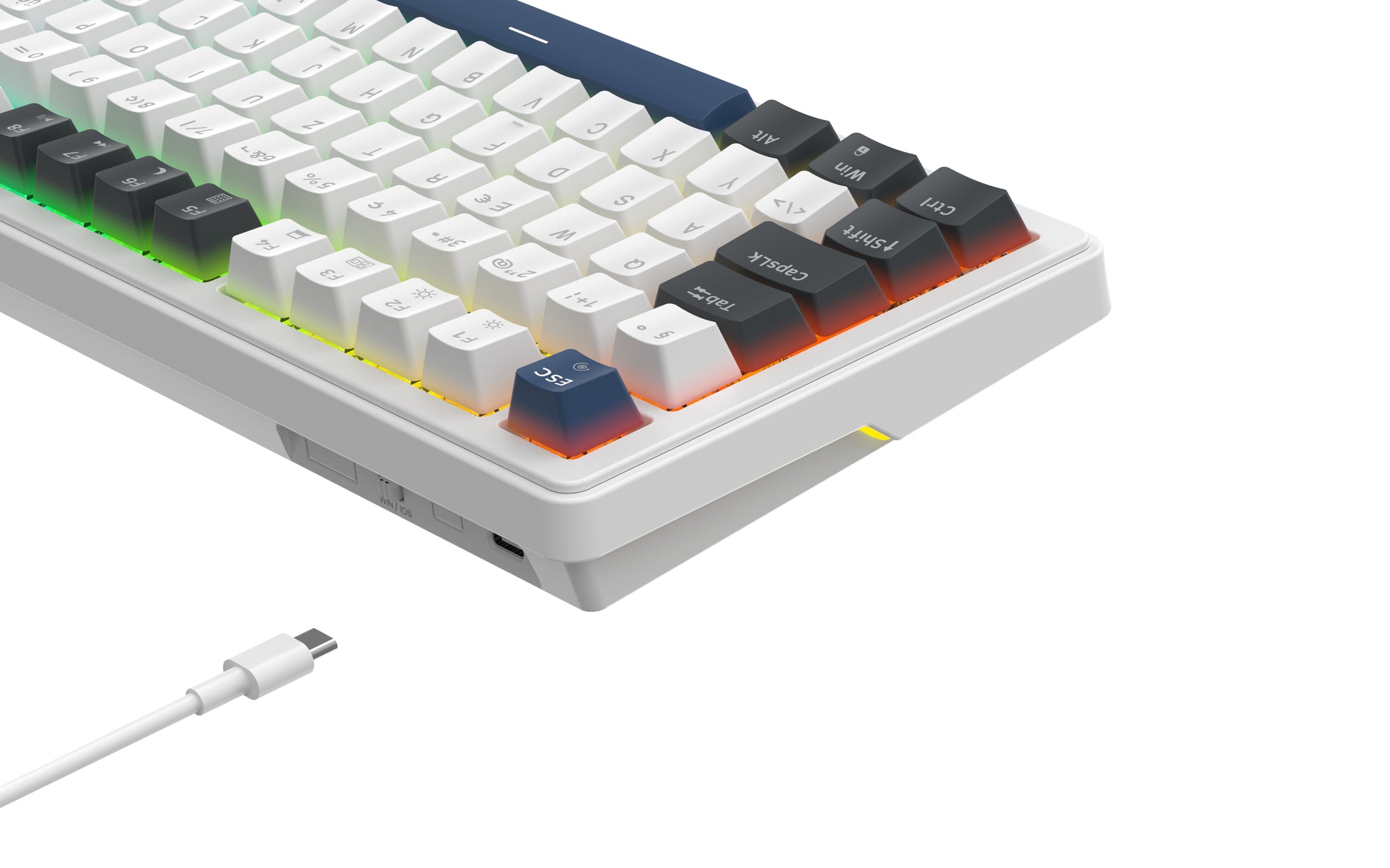 Deltaco Gaming DK480 GAM-205 – Gaming-Tastatur 75% – Mechanisch – Verkabelt (USB-C) – QWERTZ (CH) – RGB