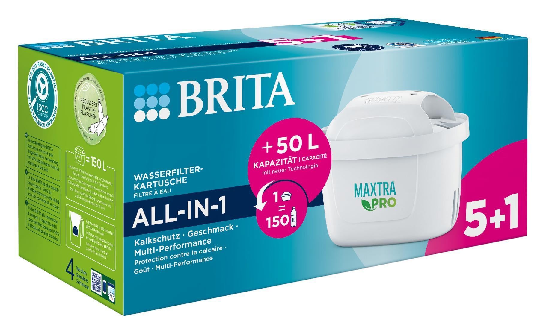 BRITA – Wasserfilter-Kartusche, Aktivkohle, für BRITA Kannen und BRITA Flow, 6 Stück